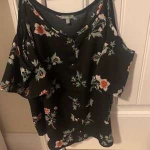 floral cold shoulder top